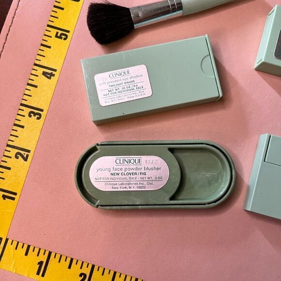 9pc Clinique Lot Set Swatched Lipsticks Eyeshadows Blusher Brushes Case 9pc Clin - Picture 7 of 11